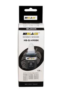 Контейнер с чернилами Canon GI490 для G1400/ 2400/ 3400, Black pigment, 135ml, Hi-Black