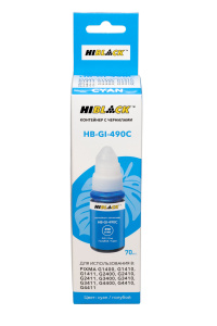 Контейнер с чернилами Canon GI490 для G1400/ 2400/ 3400, Cyan, 70ml, Hi-Black